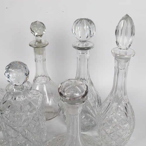 842 - A quantity of Vintage glass decanters, tallest 35cm (7)