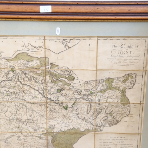 877 - An 18th century hand coloured map, 