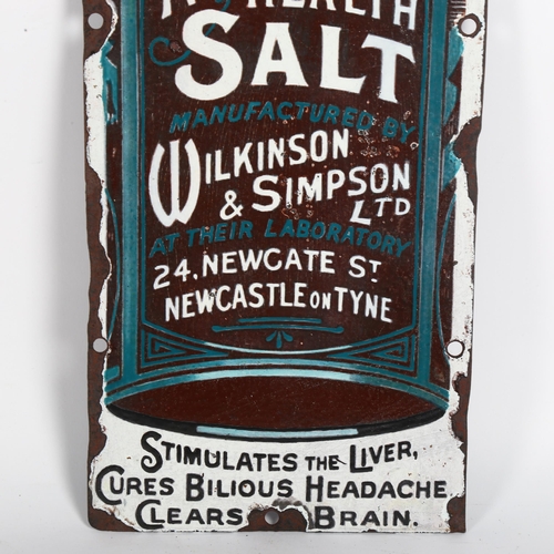 880 - Natural Health Salt, manufactured by Wilkinson & Simpson Ltd, Newcastle-upon-Tyne enamel sign, 16 x ... 