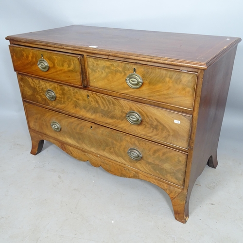 2707 - An Edwardian mahogany and satinwood-strung chest of 2 short and 2 long drawers, 108cm x 76cm x 54cm ... 