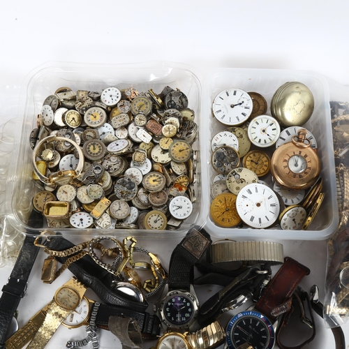 1022 - A large quantity of lady's watch movements, watch straps, pocket watch and fob watch dials and movem... 