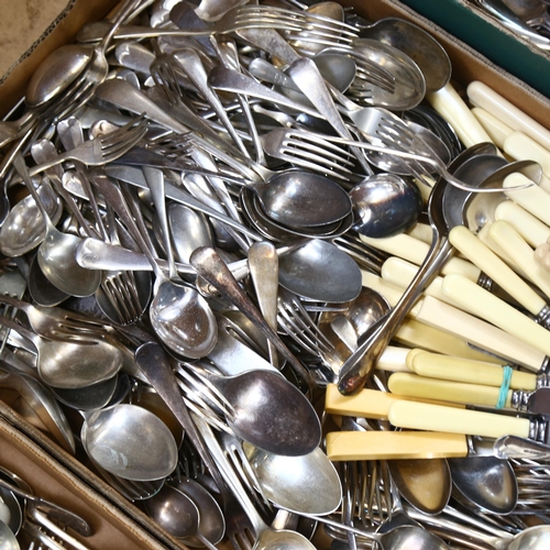 1045 - A large quantity of mixed silver plated flatware, various patterns (3 boxes)