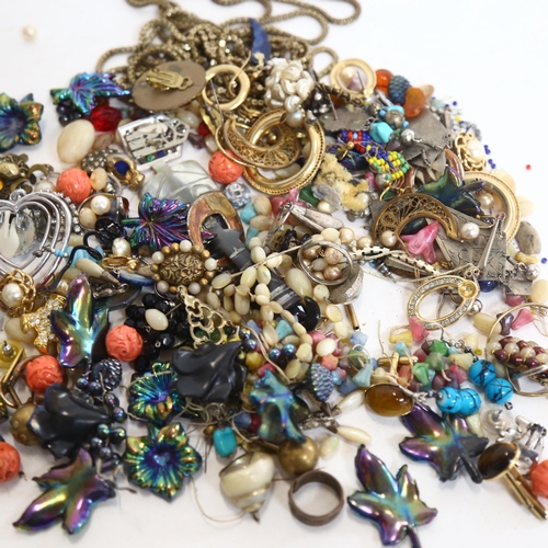 A group of Pinchbeck chains and various costume jewellery