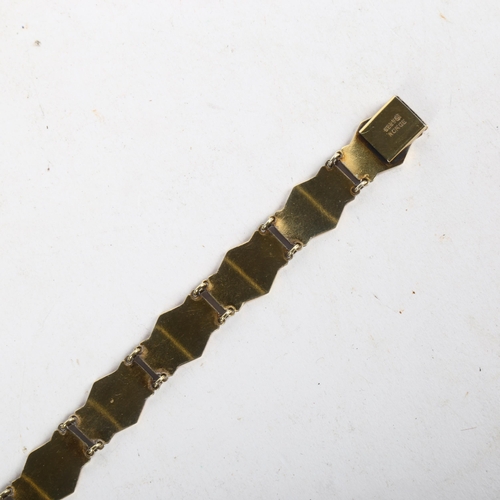 1091 - A Norwegian silver-gilt and black enamel panelled bracelet