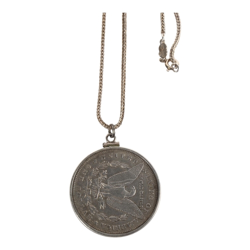 1094 - An 1884 American silver dollar and chain, chain marked 835