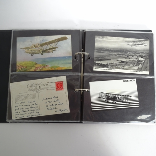 107 - An album of aeroplane postcards, including  Croydon and Jersey Airport, various other aviation ephem... 