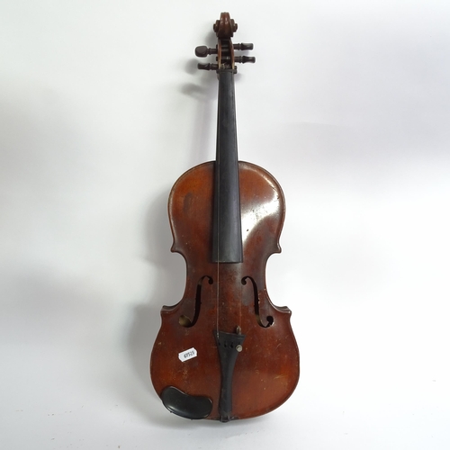 279 - A Vintage violin, cased and bow present, no maker's label in violin, violin length 34cm