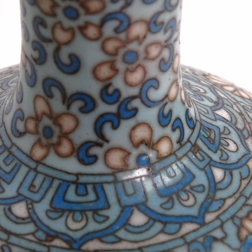 212 - A Chinese blue ground cloisonne baluster vase, height 25cm