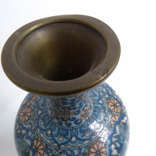 212 - A Chinese blue ground cloisonne baluster vase, height 25cm