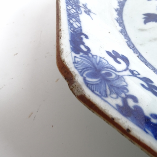 224 - A 19th century Chinese blue and white meat platter, width 43cm