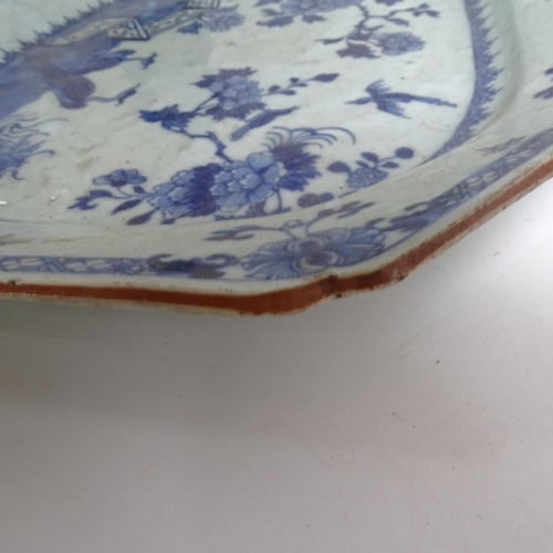 224 - A 19th century Chinese blue and white meat platter, width 43cm