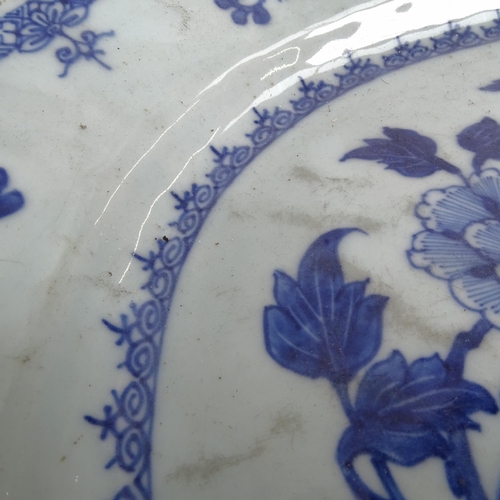 224 - A 19th century Chinese blue and white meat platter, width 43cm