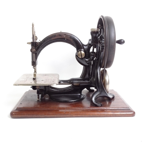 265 - Willcox & Gibbs Antique sewing machine - dated 1883, serial no. A362673 - with original box and inst... 