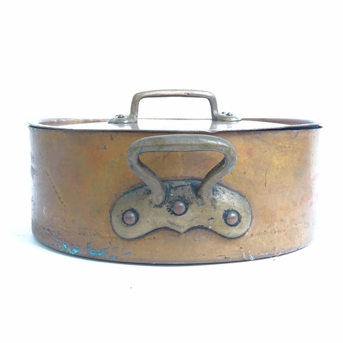 294 - A quantity of Antique copper pans and cooking pots, including 4 saucepans, 3 casserole pots etc, lar... 