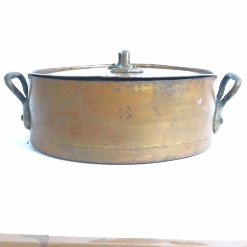 294 - A quantity of Antique copper pans and cooking pots, including 4 saucepans, 3 casserole pots etc, lar... 