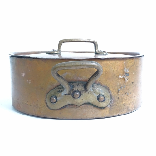 294 - A quantity of Antique copper pans and cooking pots, including 4 saucepans, 3 casserole pots etc, lar... 