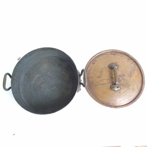 294 - A quantity of Antique copper pans and cooking pots, including 4 saucepans, 3 casserole pots etc, lar... 