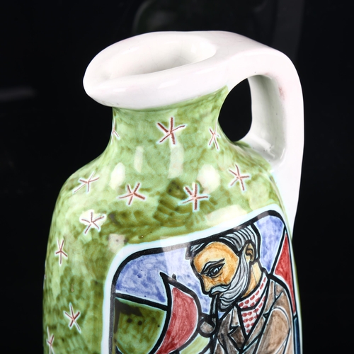 14 - ERIK PLOEN (1925-2004), Norway, A hand painted stoneware jug, with fisherman portrait, signed to bas... 