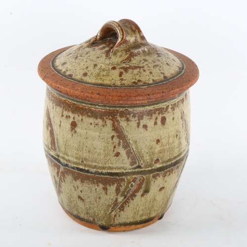 19 - RICHARD BATTERHAM studio pottery storage jar, with ash and iron spot glaze, height 18cm