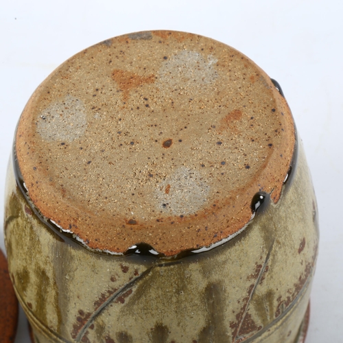 19 - RICHARD BATTERHAM studio pottery storage jar, with ash and iron spot glaze, height 18cm