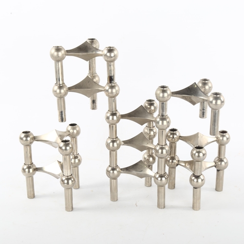 22 - CEASAR STOFFI and FRITZ NAGEL for BMF, Germany, a set of  10 1960s'/70s' stacking nickel candle hold... 