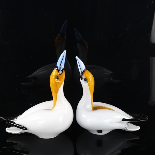 7 - PAUL MILLER for Langham Glass, a pair of sculpted glass Gannets, with original labels, signed to bas... 