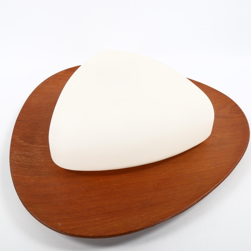 90 - GOFFREDO REGGIANI, a 1960s' design wall light, frosted glass on teak ply back board, diameter 40cm