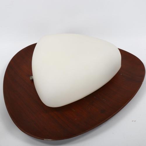 91 - GOFFREDO REGGIANI, a 1960s' design wall light, frosted glass on teak ply back board, diameter 40cm