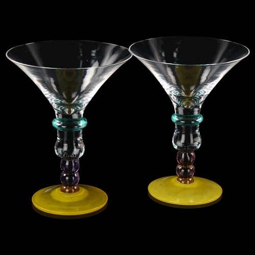 102 - KJELL ENGMAN for Kosta, a pair of 1990s' cocktail glasses, in original boxes, with labels, height 16... 