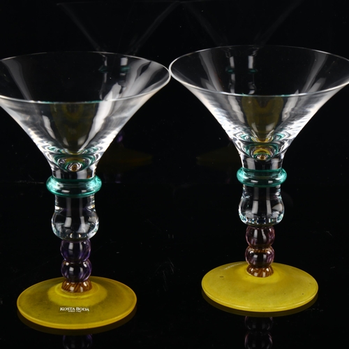 102 - KJELL ENGMAN for Kosta, a pair of 1990s' cocktail glasses, in original boxes, with labels, height 16... 