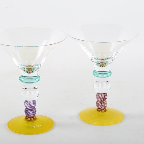 102 - KJELL ENGMAN for Kosta, a pair of 1990s' cocktail glasses, in original boxes, with labels, height 16... 