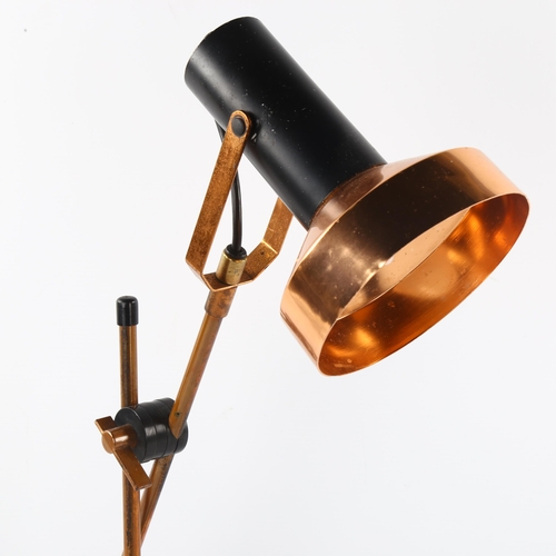 116 - A mid-century Maclamp copper desk lamp, with articulated stem on cast iron base, height 47cm