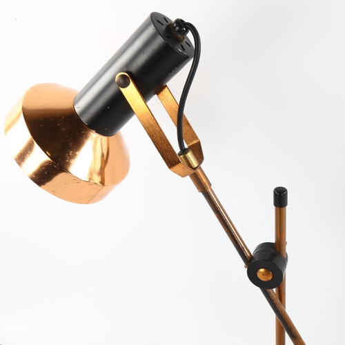 116 - A mid-century Maclamp copper desk lamp, with articulated stem on cast iron base, height 47cm