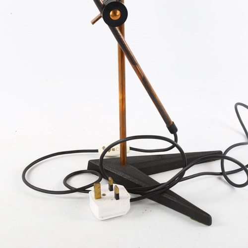 116 - A mid-century Maclamp copper desk lamp, with articulated stem on cast iron base, height 47cm