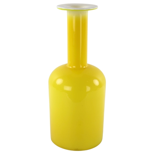 119 - OTTO BRAUER for Holmegaard, a large Gul Vase, in yellow with white interior, part original label to ... 