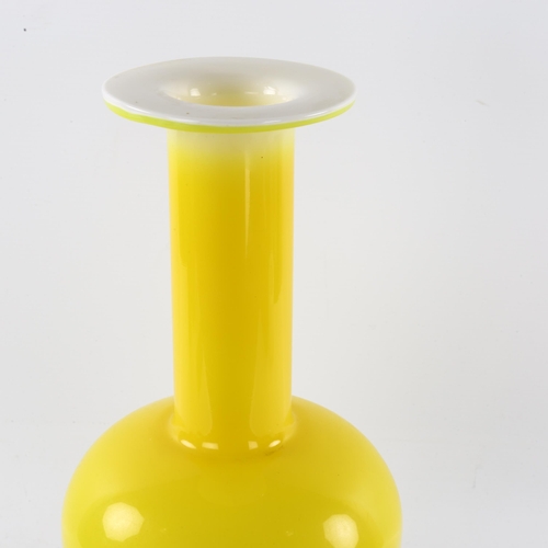 119 - OTTO BRAUER for Holmegaard, a large Gul Vase, in yellow with white interior, part original label to ... 