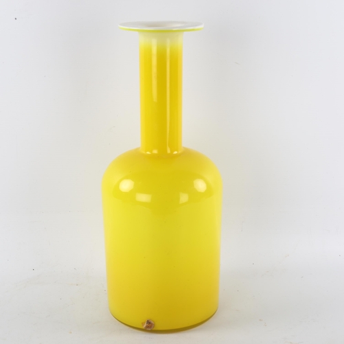 119 - OTTO BRAUER for Holmegaard, a large Gul Vase, in yellow with white interior, part original label to ... 