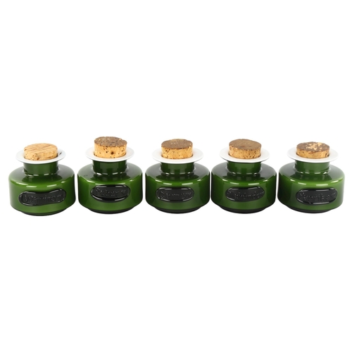 122 - MICHAEL BANG for Holmegaard, a set of 5 glass spice jars, height 7cm