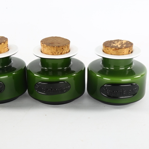 122 - MICHAEL BANG for Holmegaard, a set of 5 glass spice jars, height 7cm