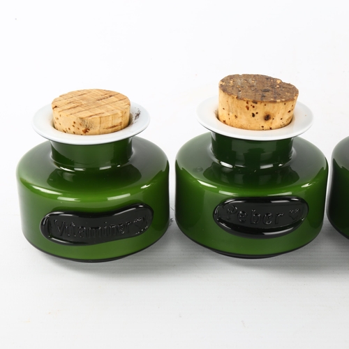 122 - MICHAEL BANG for Holmegaard, a set of 5 glass spice jars, height 7cm