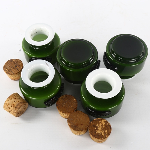 122 - MICHAEL BANG for Holmegaard, a set of 5 glass spice jars, height 7cm