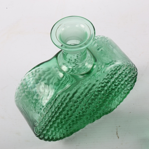 50 - NANNY STILL for Riihimaen Lasi Oy, Finland, a Flindari bottle with stopper, dimpled sea green mould ... 