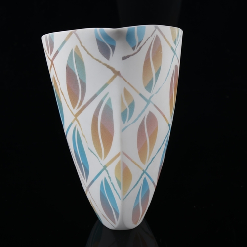 52 - SASHA WARDELL, a studio pottery cast porcelain vase, makers mark to base, height 17cm
