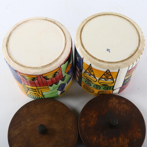 56 - ANITA NYLUND for Jie Gantofa, Sweden, 2 ceramic storage jars with teak lids, height 15cm