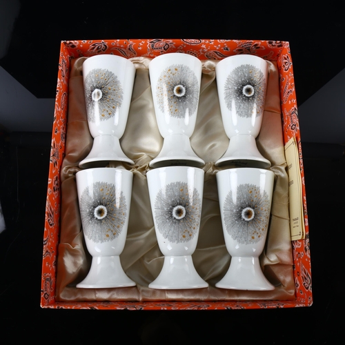 66 - A boxed set of 6 Mazagran coffee cups by Tharaud, Limoges, 1970s' Moorea design, height 13.5cm