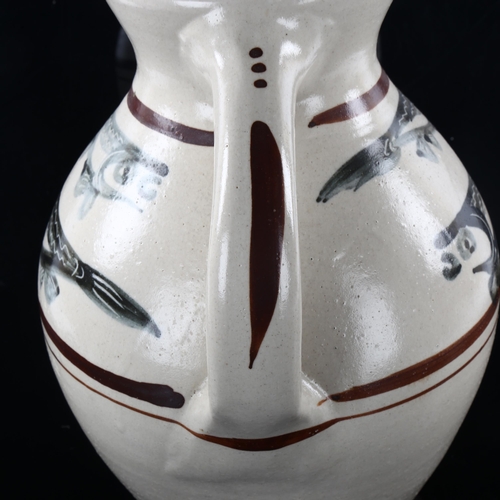 79 - SVEND BAYER, a large 1970s' studio pottery hand painted jug, height 32cm