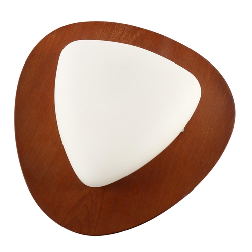 90 - GOFFREDO REGGIANI, a 1960s' design wall light, frosted glass on teak ply back board, diameter 40cm