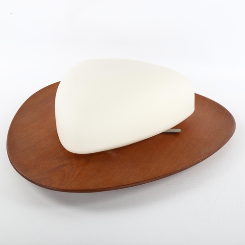 90 - GOFFREDO REGGIANI, a 1960s' design wall light, frosted glass on teak ply back board, diameter 40cm