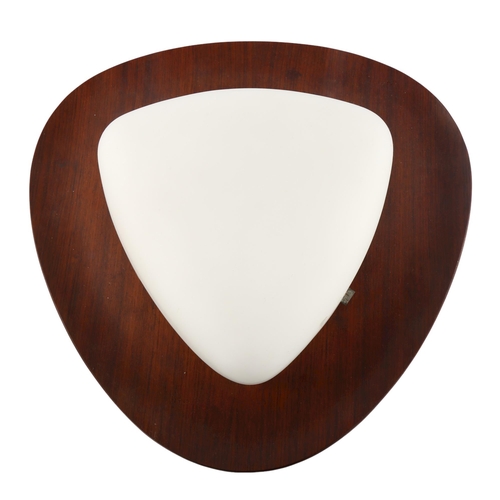 91 - GOFFREDO REGGIANI, a 1960s' design wall light, frosted glass on teak ply back board, diameter 40cm