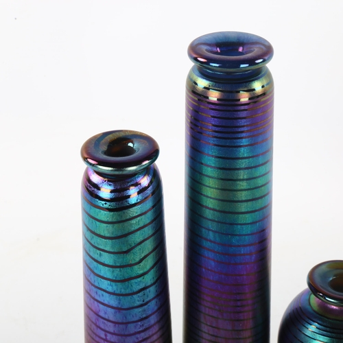 97 - SEAN O'DONAGHUE studio glass, 3 Threaded design bottles and a small Dichroic design bottle, tallest ... 